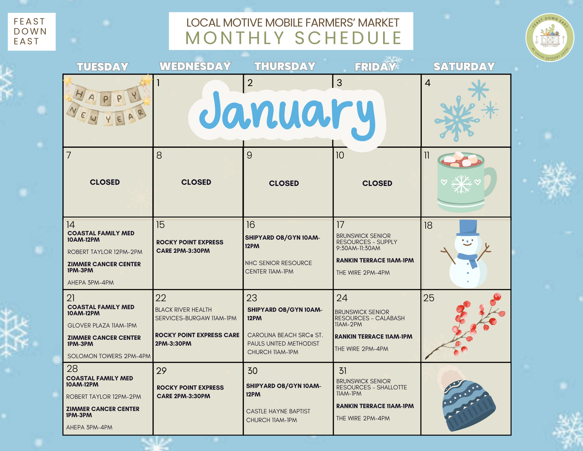 FDE Market Schedule January 2025 Front